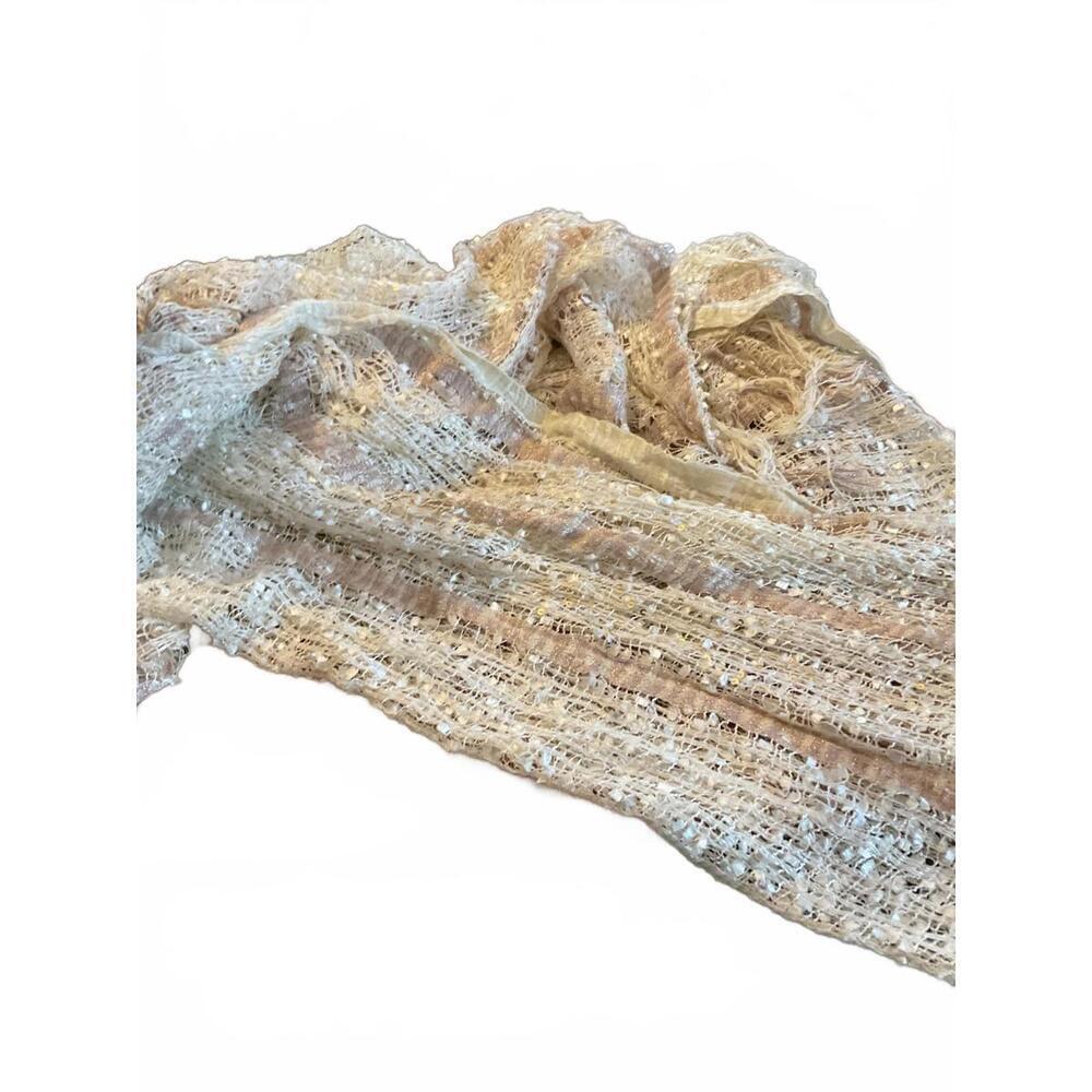 Elegant Light Beige Woven Scarf/Shawl 75" x 41" - Picture 4 of 5